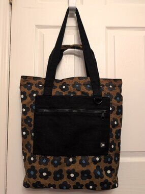 Thread Wallets Collapsible Softside Utility Tote Bags Brown Floral Large Pockets